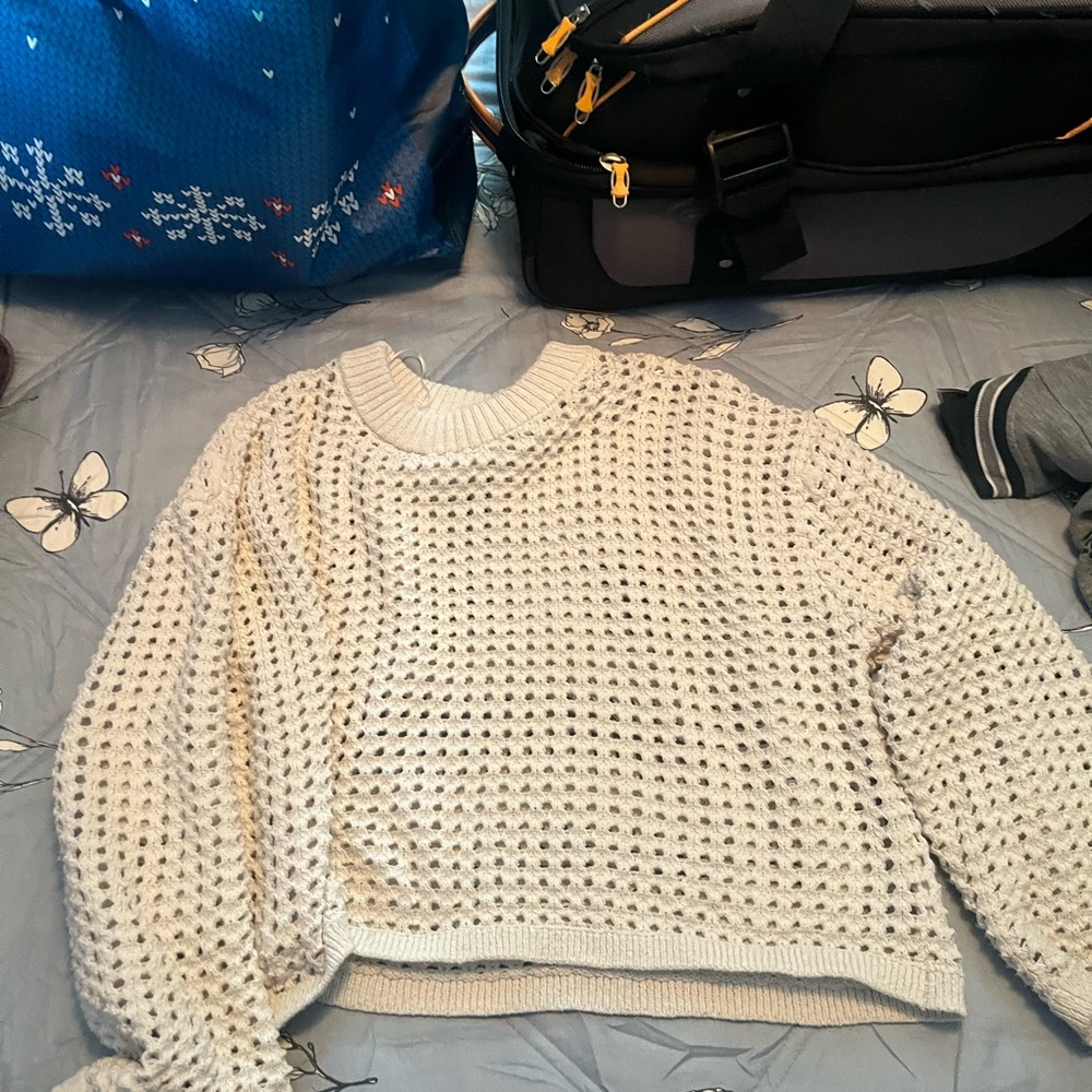H&M Cream Textured Knit Sweater